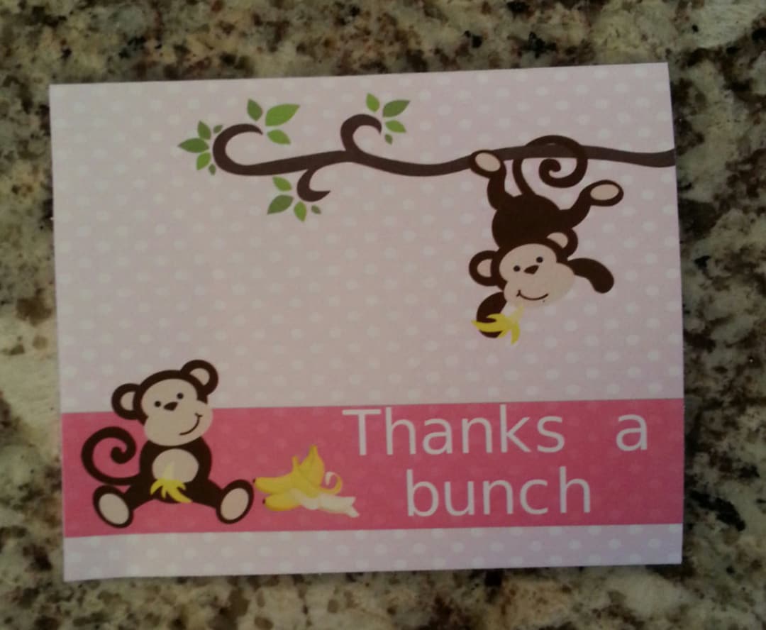 Printable Monkey Thank You Cards - Etsy