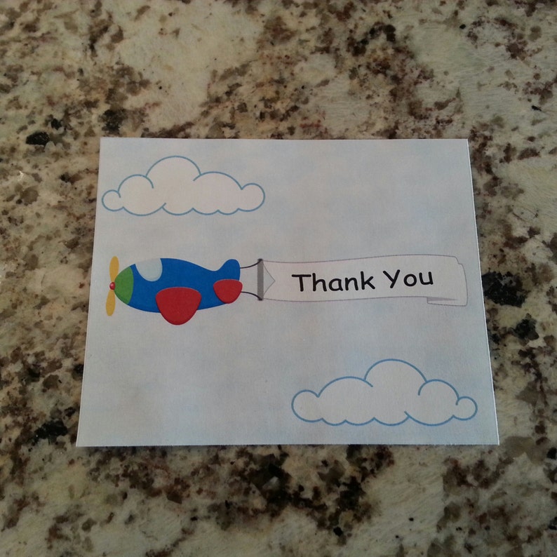 Printable Airplane Thank You Cards Thank You Cards Paper Party Printable Airplane Thank You Cards Thank You Cards Paper Party