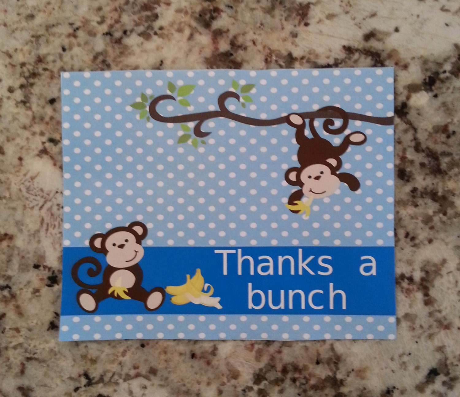 Printable Monkey Thank You Cards Blue - Etsy
