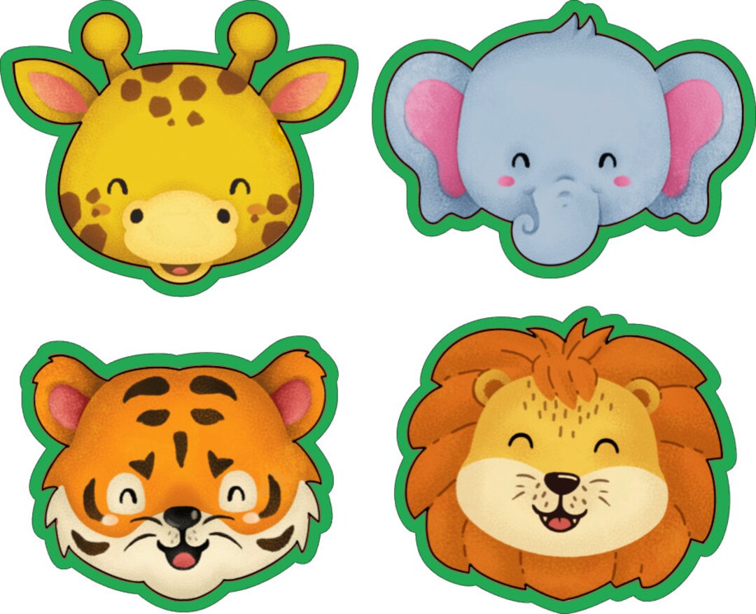 Safari Animal Faces Cookie Cutter Set Baby Shower and Birthday Theme Etsy