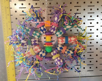 JUGUETE DE LORO pequeño/mediano **PETARDO** perfecto para desplumadores y buscadores de comida