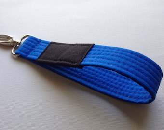 Blue Brazilian Jiu Jitsu belt wrist key chain fob