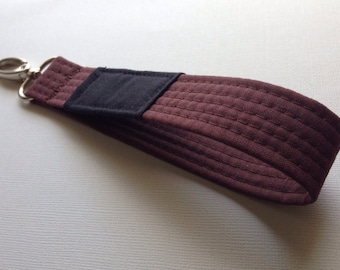 Brown Brazilian Jiu Jitsu belt wrist key chain fob lanyard