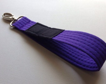 Purple Brazilian Jiu Jitsu belt wrist key chain fob lanyard