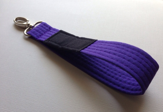 Purple Brazilian Jiu Jitsu belt wrist key chain fob lanyard