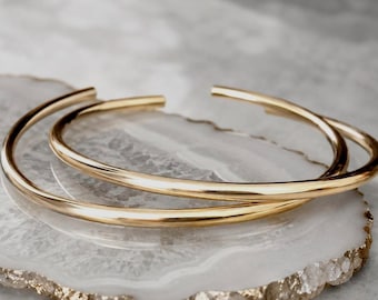 The Cuff | Thick 3.25mm 14Kt Gold Filled or Sterling Silver Bracelet | 1st Wedding Anniversary Gift for Him or Her