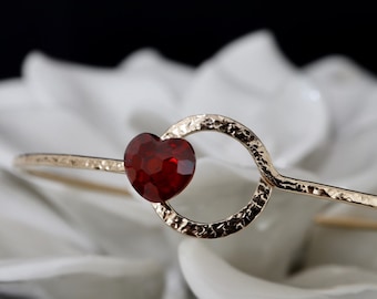 4.5 Ct Garnet Affinity Orbit Bangle | January Birthstone Bracelet | 14K Gold Filled or Sterling Silver | Red Gemstone Valentines Day Gift