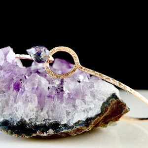 Dainty Alexandrite Aero Bangle - June Birthstone Bracelet in 14k Gold Filled and Sterling Silver