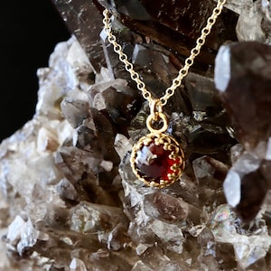 3 Ct Garnet Royal Necklace | January Birthstone Engraved Necklace Gift for Wife | Red Pendant 14Kt Gold Fill January Birthday Gift