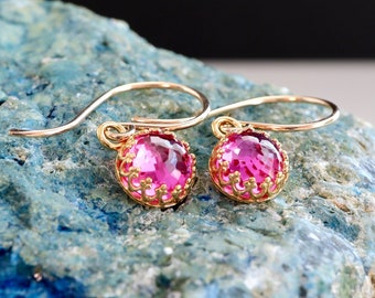 NEW Pink Tourmaline Royal Earrings | 14Kt Gold Filled or Sterling Silver October Birthstone | October Birthday Jewelry Gift for Her