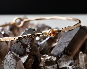 Citrine Signature Bangle | November Birthstone Gift for Mom, Wife, Daughter | Golden Citrine Jewelry | Delicate Bangle Gift for Girlfriend