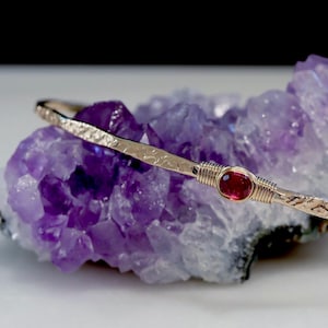 Ruby Signature Bangle - July Birthstone Bracelet available in 14k Gold Filled and Sterling Silver