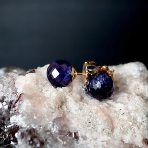 READY TO SHIP Tanzanite Orb Studs | Faceted Gem Earrings | December Birthstone | Anniversary Gift | 14Kt Gold Filled | Dec Bday Gift