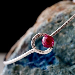 Ruby Orbit Bangle - July Birthstone Bracelet available in 14k Gold Filled and Sterling Silver