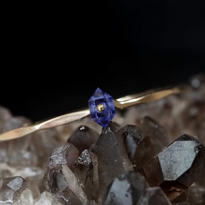 NEW Tanzanite Geo Bangle | December Birthstone Birthday Gift | 14Kt Gold Filled, Rose Gold Filled, Sterling Silver Tanzanite Gem Bracelet |