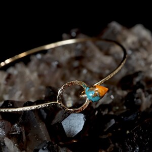 NEW Spiny Oyster Turquoise Aero Bangle | December Birthstone Gift | 14Kt Gold Fill, Sterling Silver Teardrop Bracelet | Throat Chakra Gift