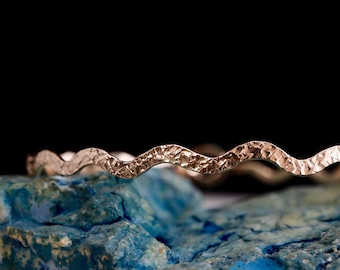 The Wave Bangle | Boho Sterling Silver Wavy Bracelet | Gold Wave Bangle | 14Kt Yellow Gold Fill Chevron Bangles Bracelets Gift for Her