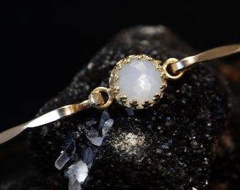 Pulseira Real Pedra da Lua Branca - Pulseira Pedra do Mês de Junho em Prata de Lei ou Ouro 14K