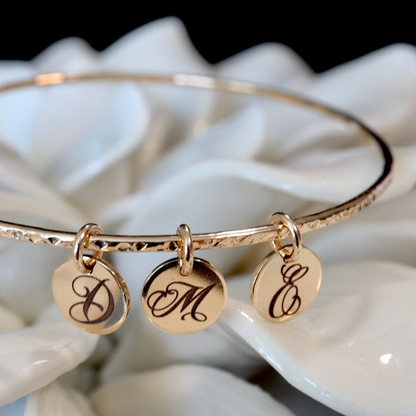 Gold Charm Bangle Etsy