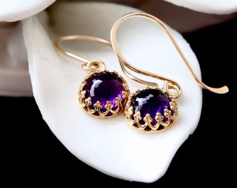 NEW Amethyst Royal Earrings | 14Kt Gold Filled or Sterling Silver February Birthstone Birthday Jewelry Gift Her | Natural Amethyst Earrings