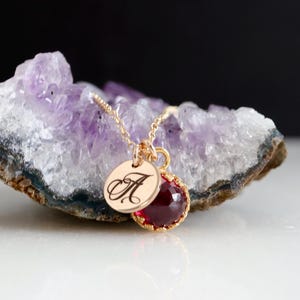 3 Ct Ruby Royal Necklace | Custom Engraved July Birthstone Solitaire Necklace | Dainty 14K Yellow Gold Filled or Sterling Silver Necklace