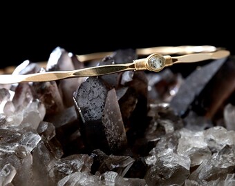 Light Blue Topaz Signature Bangle - December Birthstone Bracelet available in Yellow Gold, Rose Gold, and Sterling Silver