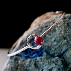 2 Ct Ruby Orbit Bangle | JULY Birthstone Gift for her | 14Kt Gold Filled or Sterling Silver Bracelet | 40th Wedding Anniversary Gift