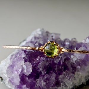 Peridot Royal Skinny Bangle | Delicate 14Kt Gold Filled or Sterling Silver August Birthstone Gift | Dainty Peridot Jewelry Birthday Gift