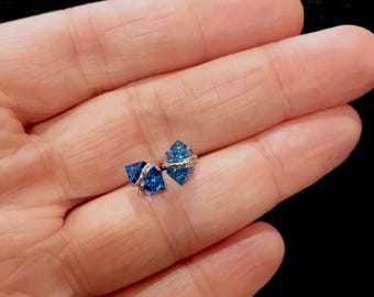 3 Ct Swiss Blue Topaz Geo Studs | November or December Birthstone Gift | Dainty 14K Gold Filled or Sterling Silver Blue Topaz Stud Earrings