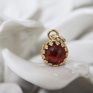 3 Ct Garnet Charm or Pendant | 14Kt Solid Gold, Gold Fill, Sterling Silver | Garnet for January Birthstone Birthday | Mothers Gift