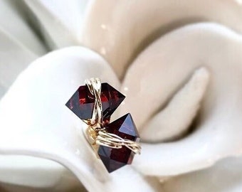 2 Ct Garnet Geo Studs | January Birthstone 2nd Anniversary Gift | Dainty 14K Gold Filled, Rose Gold or Sterling Silver Garnet Stud Earrings