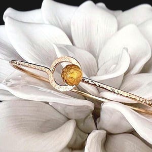 Citrine Orbit Bangle - November Birthstone Bracelet available in 14k Gold Filled and Sterling Silver