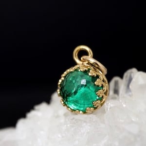 2.5 Ct Emerald Charm or Pendant | May Birthstone Birthday Gift | 14Kt Yellow Solid Gold, Gold Fill, Sterling Silver | Mothers Gift Necklace