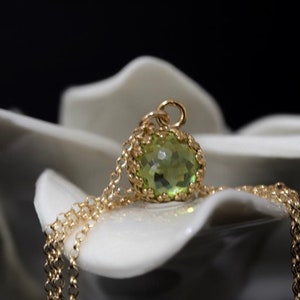 3 Ct Peridot Royal Necklace | August Birthstone Birthday Solitaire Necklace | 14Kt Yellow Gold Fill or Sterling Silver Charm Necklace