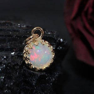 1 Ct Welo Opal Charm or Pendant | 14Kt Solid Gold, Gold Fill, Sterling Silver Genuine Welo Opal | October Birthstone Gift | Mothers Gift