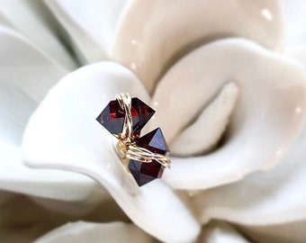 2 Ct Garnet Geo Studs | January Birthstone 2nd Anniversary Gift | Dainty 14K Gold Filled, Rose Gold or Sterling Silver Garnet Stud Earrings