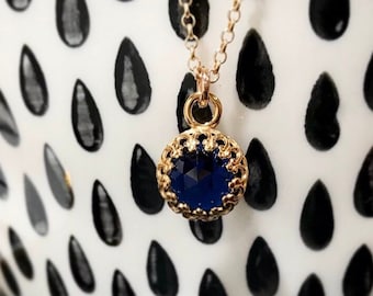2.5 Ct Sapphire Royal Necklace | September Birthstone Charm Necklace Gift for Wife | 14K Gold Filled or Sterling Silver | New Mom Push Gift