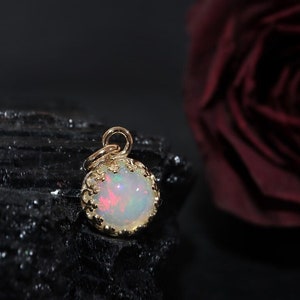 1 Ct Welo Opal Charm or Pendant | 14Kt Solid Gold, Gold Fill, Sterling Silver Genuine Welo Opal | October Birthstone Gift | Mothers Gift