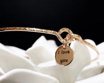 Modern Love Knot Bangle | 14Kt Gold Fill or Sterling Silver Stacking Personalized Bangle | Friendship Bracelet For Mom Sister Bride