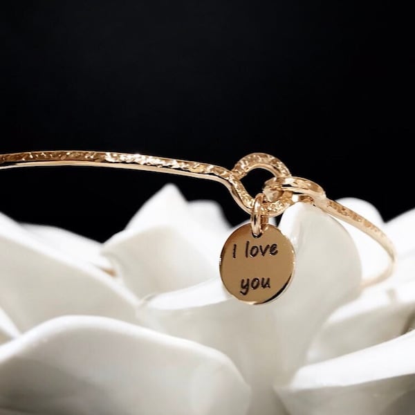 Modern Love Knot Bangle | 14Kt Gold Fill or Sterling Silver Stacking Personalized Bangle | Friendship Bracelet For Mom Sister Bride