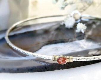 gold filled bead detail.. neutral champagne zircon sparkly bracelet light African sunstone sunstone with champagne zircon bracelet