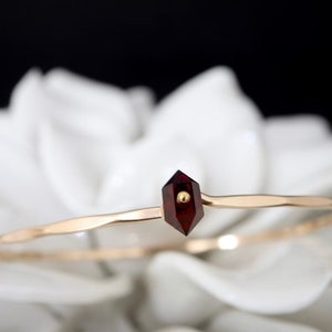 NEW Garnet Geo Bangle | 14Kt Gold Filled, Rose Gold Filled, Sterling Silver Bracelet | January Birthstone Gift for Her | Creativity Gem