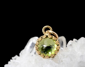 3 Ct Peridot Charm or Pendant | August Birthstone Birthday Gift | 14Kt Yellow Solid Gold, Gold Fill, Sterling Silver | Mothers Gift