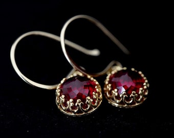 Five Stones Ruby Hoop Earring July Birthstone Gifts Huggie - Etsy