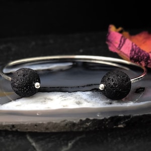 Schwarze Lava ätherische Öle Diffuser Armband - 14Kt Gold Fill, Sterling Silber Heilstein Armband Geschenk