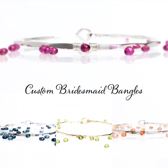 Set Of Custom BRIDESMAID Bangle Bracelets / Birthstone | Etsy