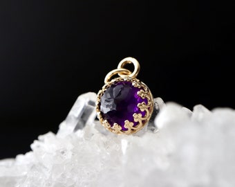 2 Ct Amethyst Charm or Pendant | February Birthstone Birthday Gift | 14Kt Gold Filled or Sterling Silver Charm | Mothers Gift