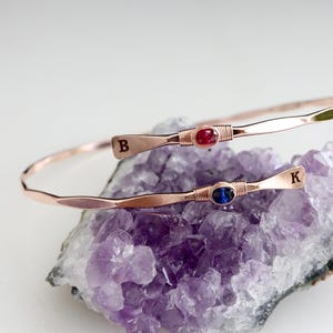 Custom Birthstone Bypass Bangle | His and Hers, Mother Daughter Jewelry | Mother of the Bride Gift | Bride Groom Birthstone Gift For Mom image 8