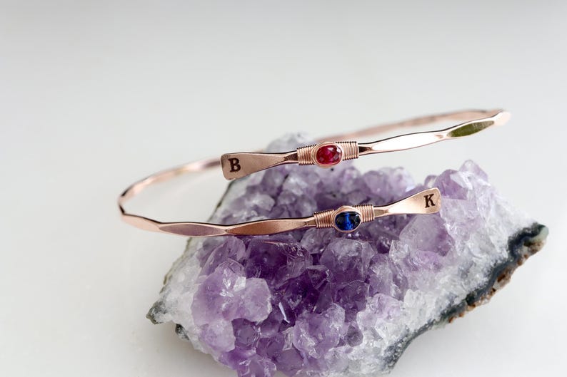 Custom Birthstone Bypass Bangle | His and Hers, Mother Daughter Jewelry | Mother of the Bride Gift | Bride Groom Birthstone Gift For Mom image 8