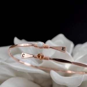 Custom Birthstone Bypass Bangle | His and Hers, Mother Daughter Jewelry | Mother of the Bride Gift | Bride Groom Birthstone Gift For Mom image 2